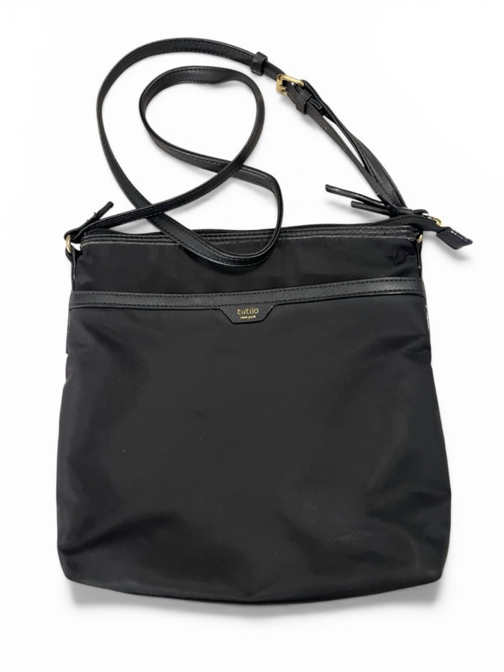 Tutilo New York "Boost" Black Nylon Slim Messenger Crossbody Bag